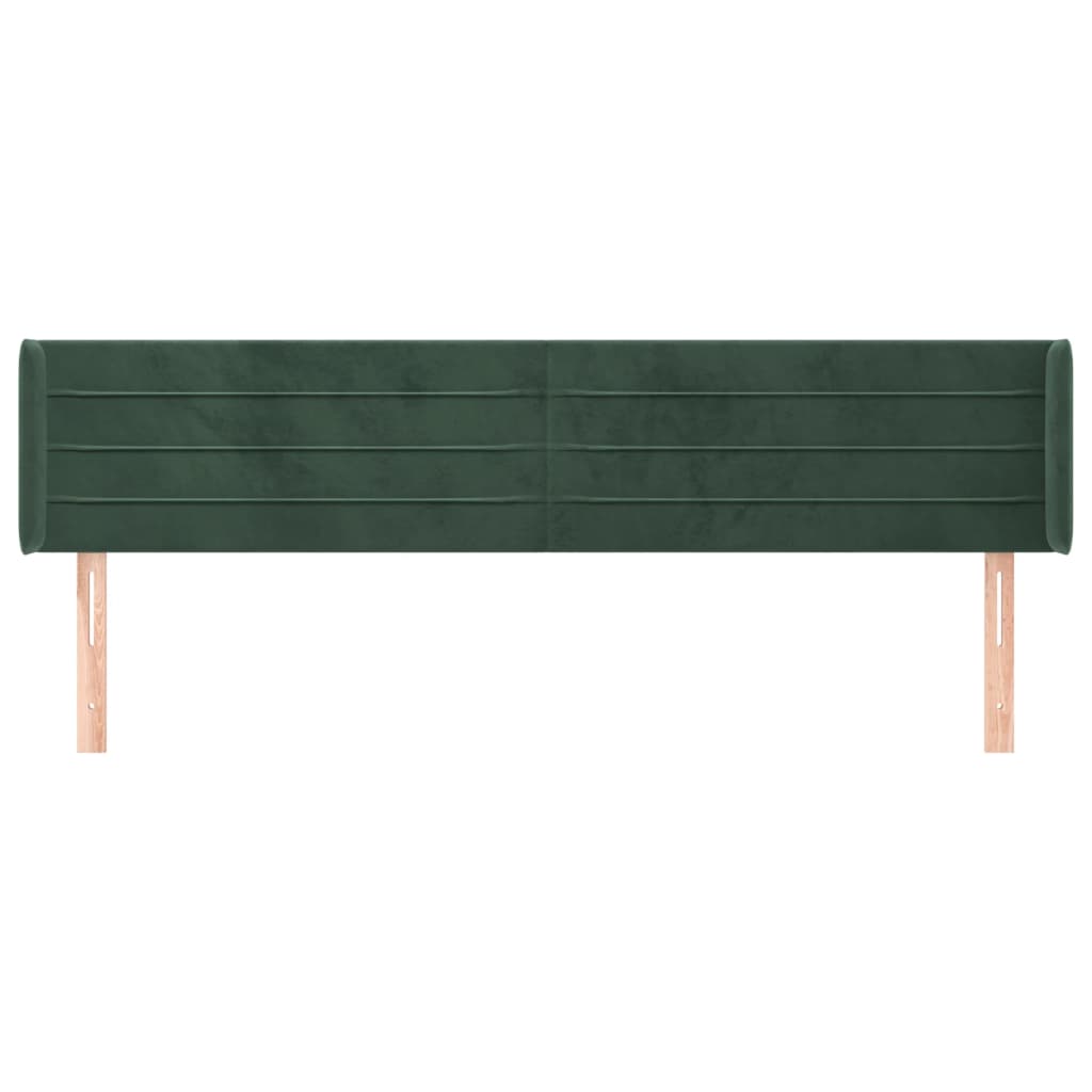 Tête de lit avec oreilles Vert foncé 203x16x78/88 cm Velours