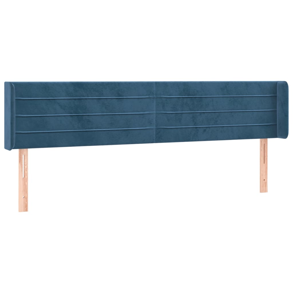 Tête de lit avec oreilles Bleu foncé 203x16x78/88 cm Velours