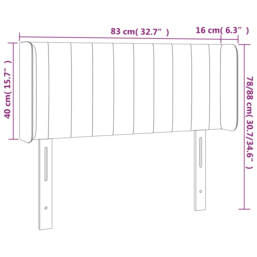 Tête de lit avec oreilles Gris clair 83x16x78/88 cm Tissu