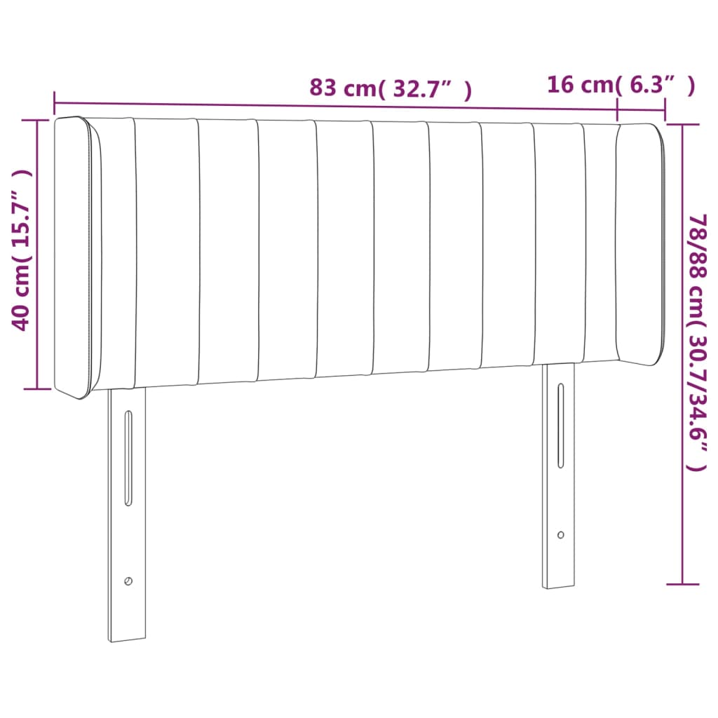 Tête de lit avec oreilles Gris foncé 83x16x78/88 cm Tissu