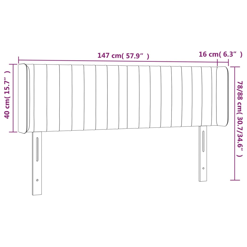 Tête de lit avec oreilles Gris clair 147x16x78/88 cm Tissu