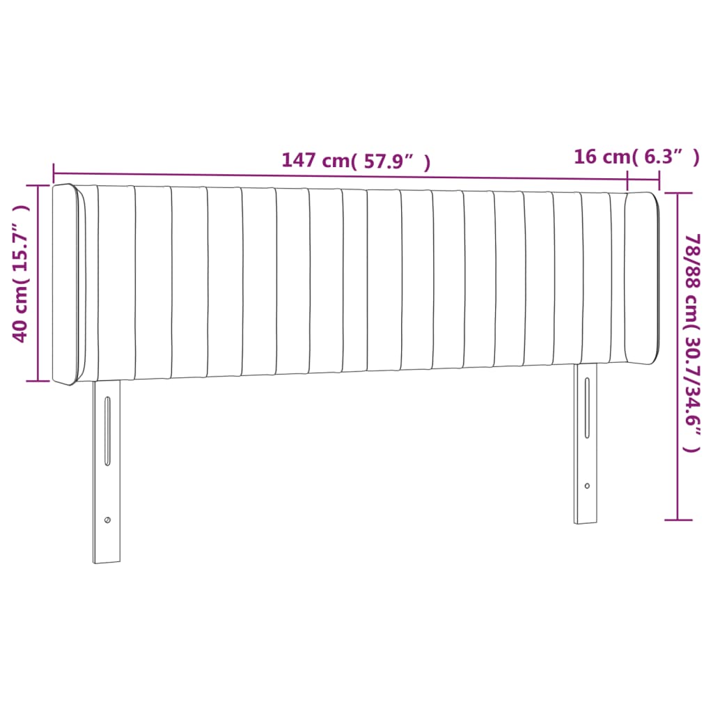 Tête de lit avec oreilles Gris foncé 147x16x78/88 cm Tissu