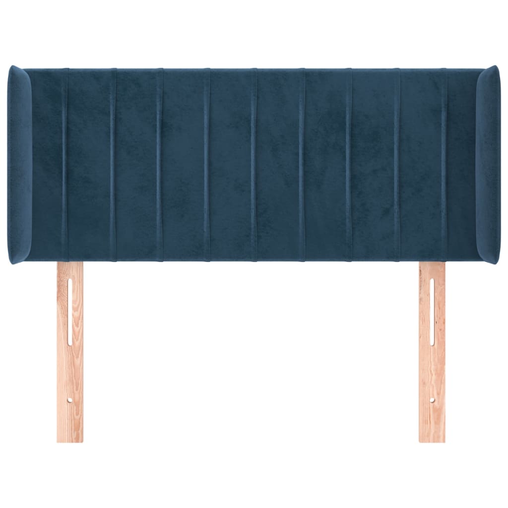 Tête de lit avec oreilles Bleu Foncé 83x16x78/88 cm Velours