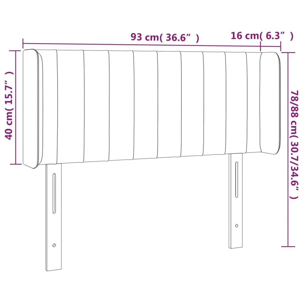 Tête de lit avec oreilles Gris clair 93x16x78/88 cm Velours