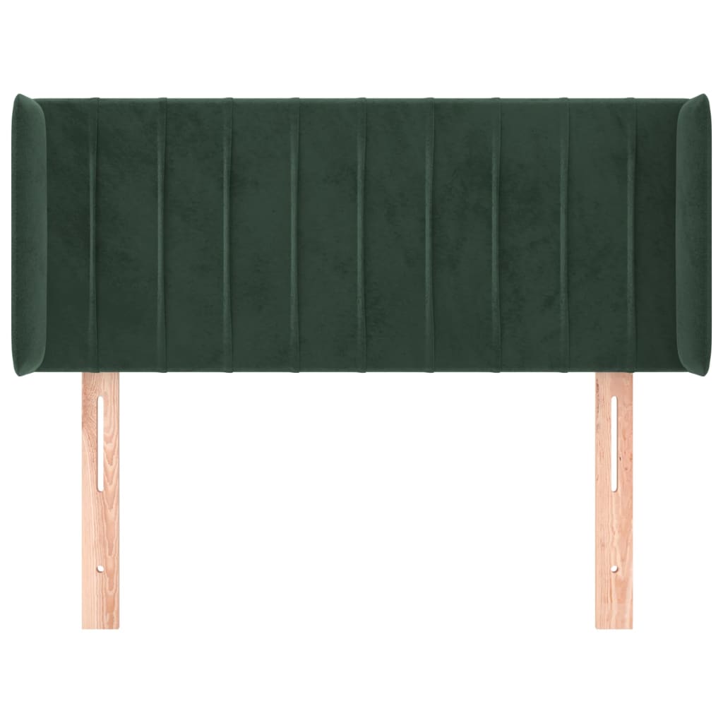 Tête de lit avec oreilles Vert foncé 93x16x78/88 cm Velours