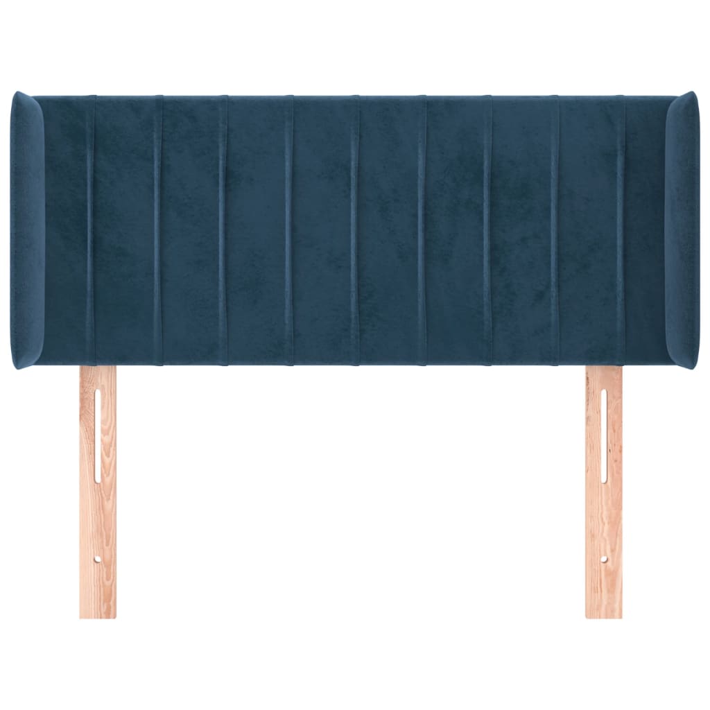 Tête de lit avec oreilles Bleu foncé 93x16x78/88 cm Velours