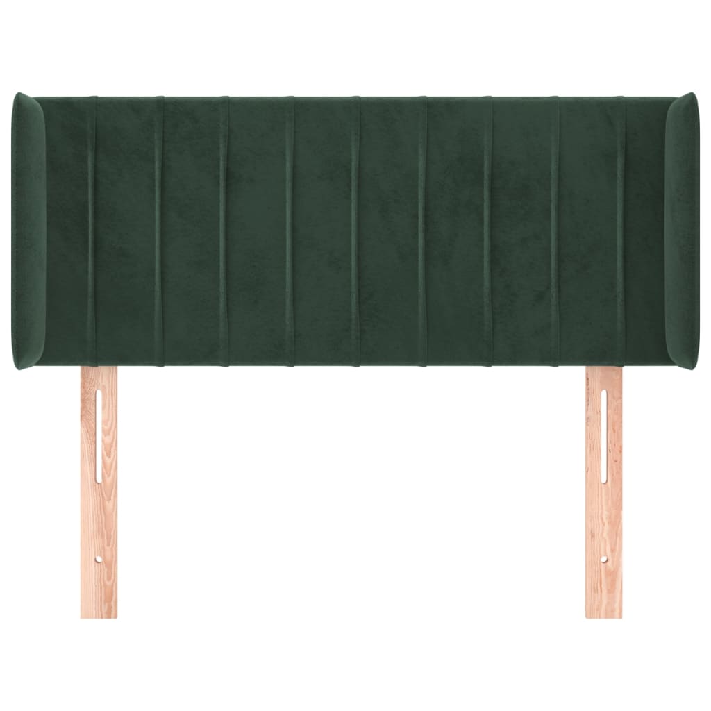 Tête de lit avec oreilles Vert foncé 103x16x78/88 cm Velours