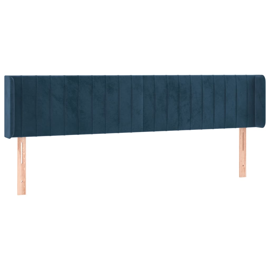 Tête de lit avec oreilles Bleu foncé 163x16x78/88 cm Velours