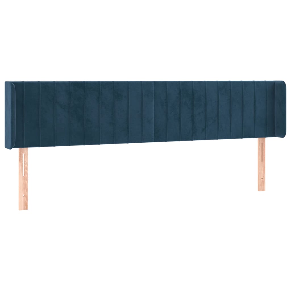 Tête de lit avec oreilles Bleu foncé 183x16x78/88 cm Velours