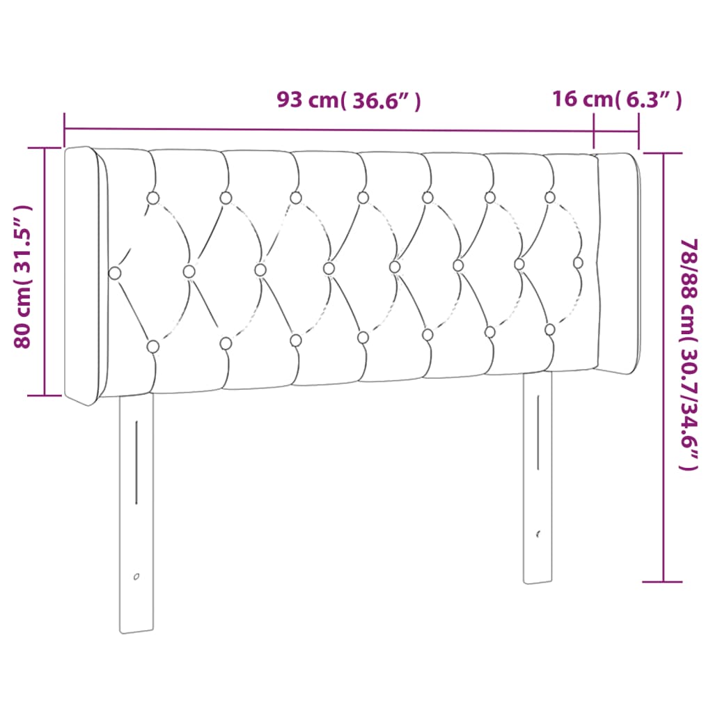 Tête de lit avec oreilles Gris clair 93x16x78/88 cm Tissu