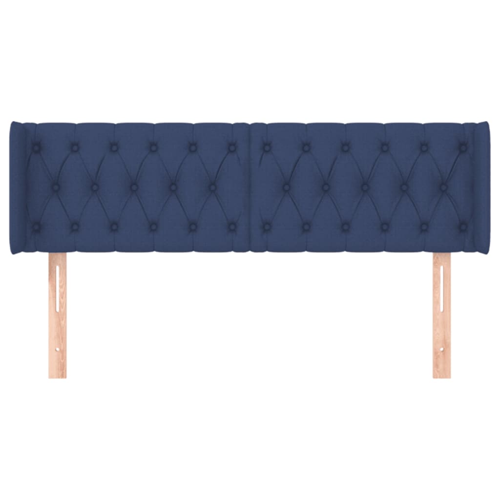 Tête de lit avec oreilles Bleu 147x16x78/88 cm Tissu