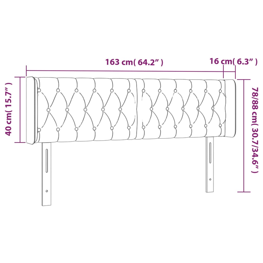 Tête de lit avec oreilles Gris clair 163x16x78/88 cm Tissu