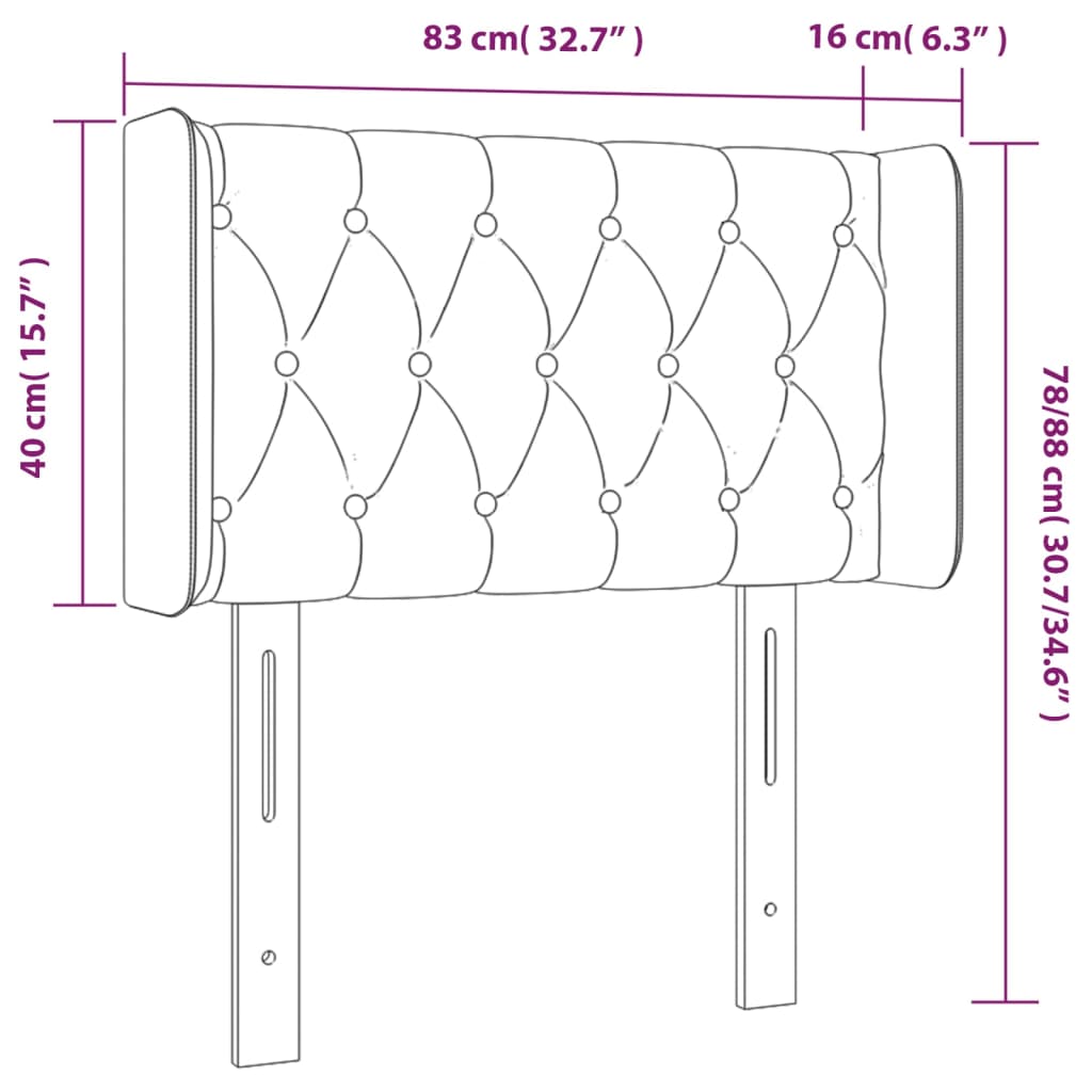 Tête de lit avec oreilles Gris clair 83x16x78/88 cm Velours