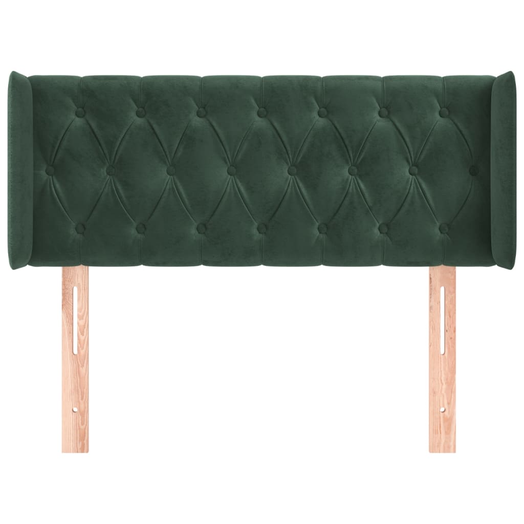 Tête de lit avec oreilles Vert foncé 93x16x78/88 cm Velours