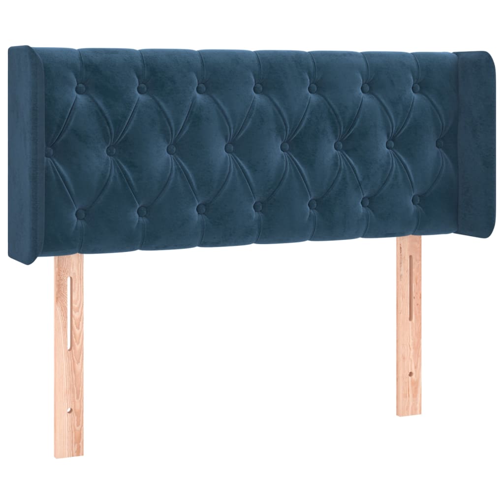 Tête de lit avec oreilles Bleu foncé 103x16x78/88 cm Velours