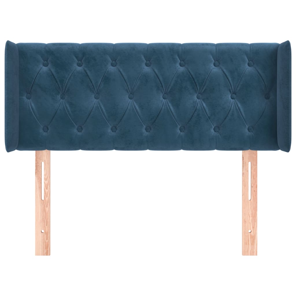 Tête de lit avec oreilles Bleu foncé 103x16x78/88 cm Velours