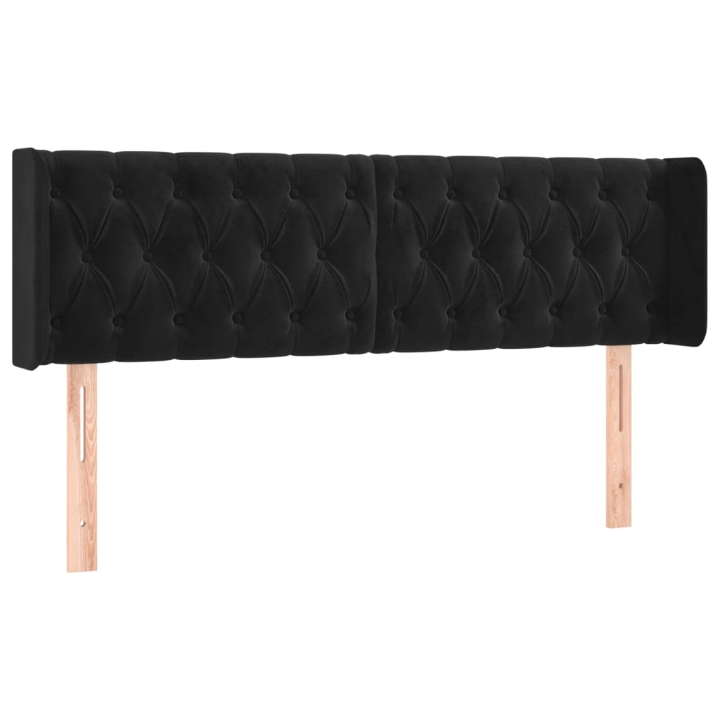 Tête de lit avec oreilles Noir 163x16x78/88 cm Velours