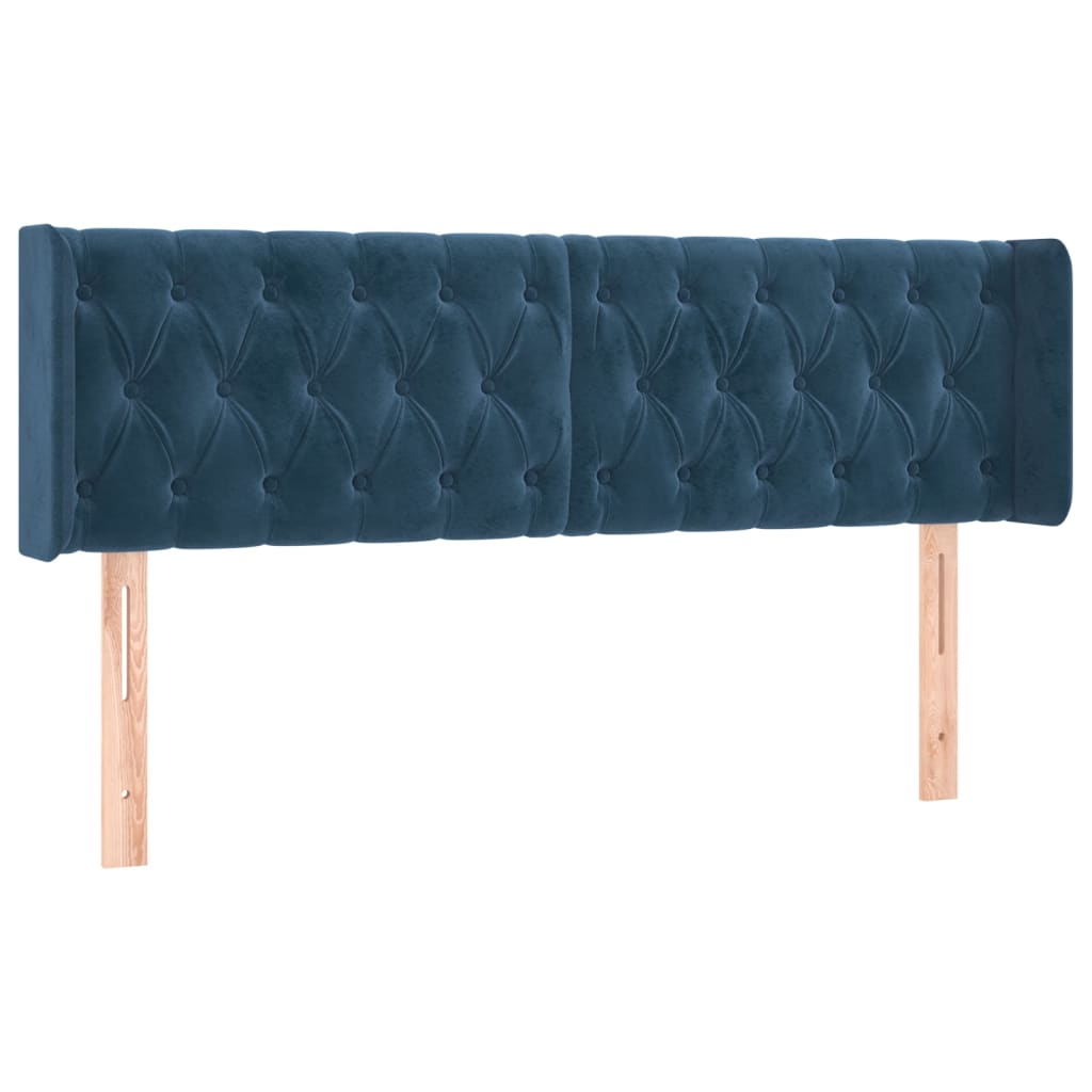 Tête de lit avec oreilles Bleu foncé 163x16x78/88 cm Velours