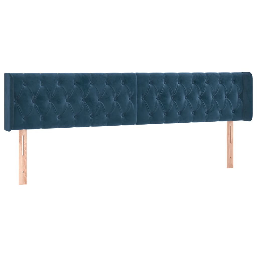 Tête de lit avec oreilles Bleu foncé 183x16x78/88 cm Velours