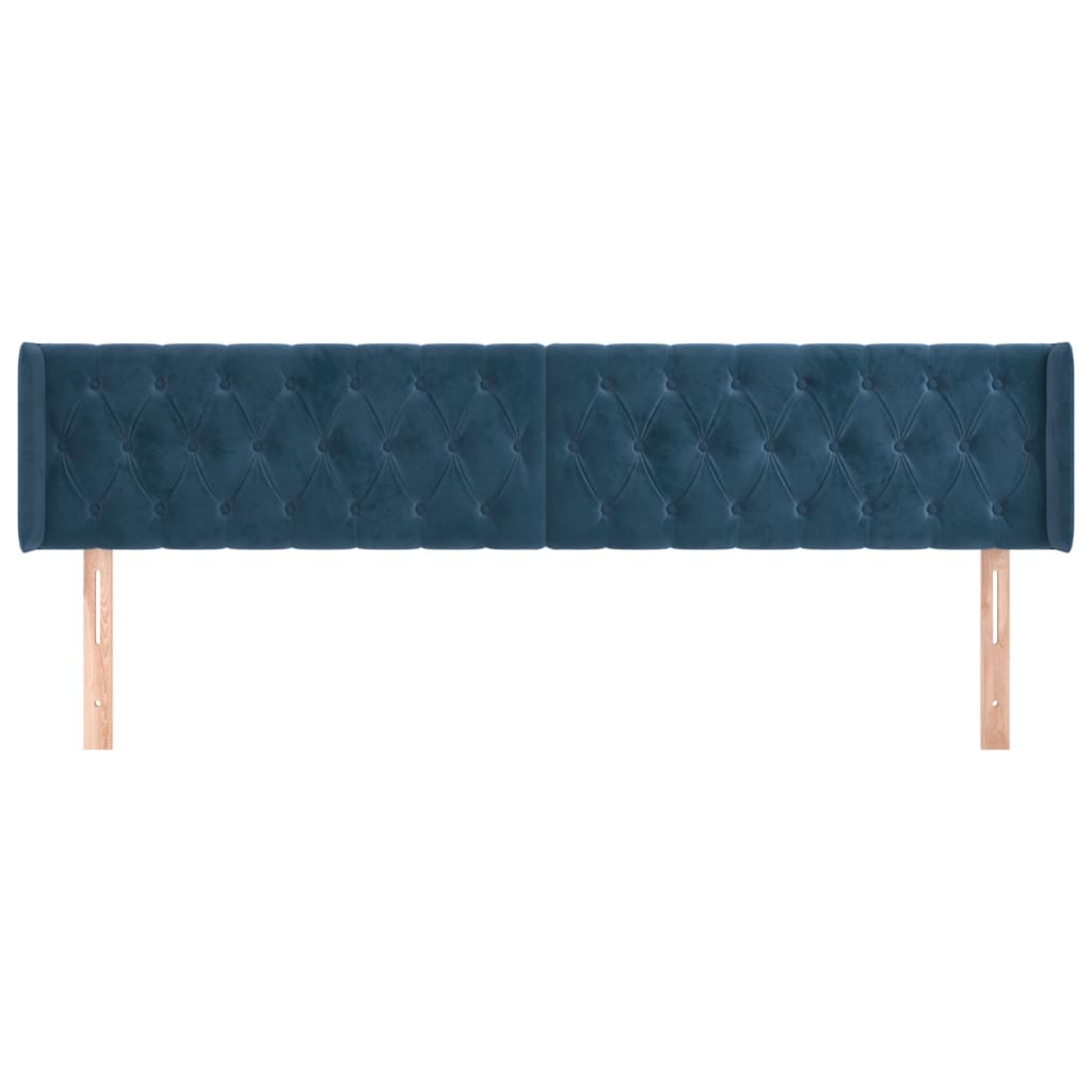 Tête de lit avec oreilles Bleu foncé 183x16x78/88 cm Velours