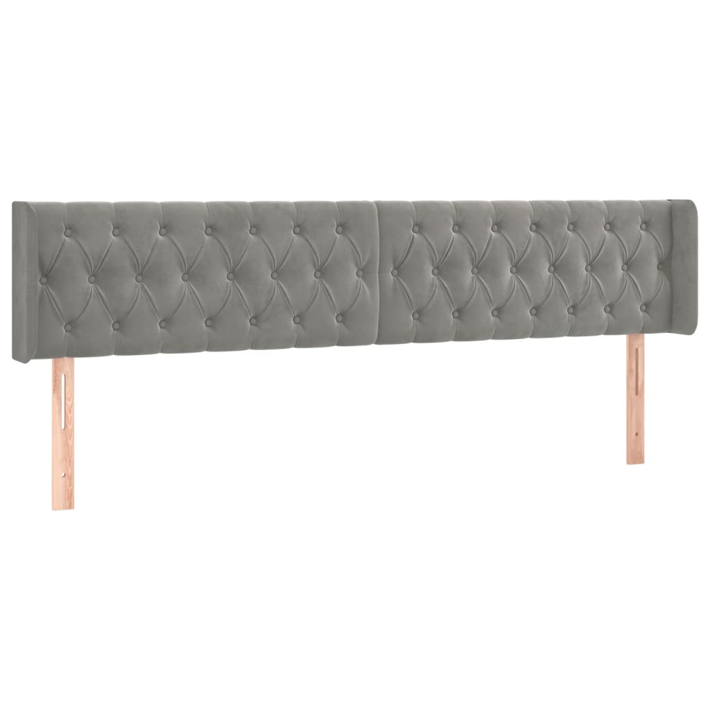 Tête de lit avec oreilles Gris clair 203x16x78/88 cm Velours