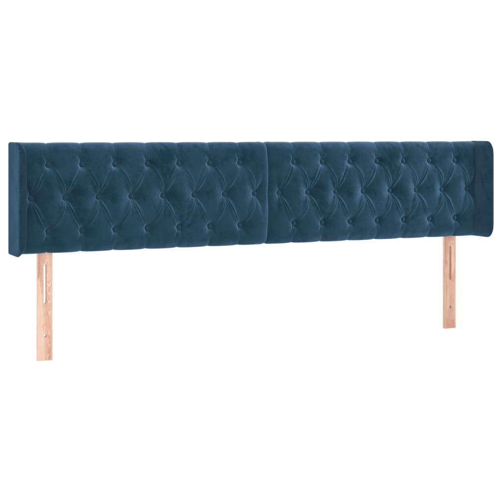 Tête de lit avec oreilles Bleu foncé 203x16x78/88 cm Velours