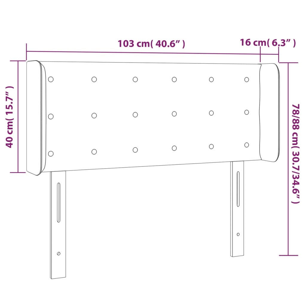 Tête de lit avec oreilles Crème 103x16x78/88 cm Tissu