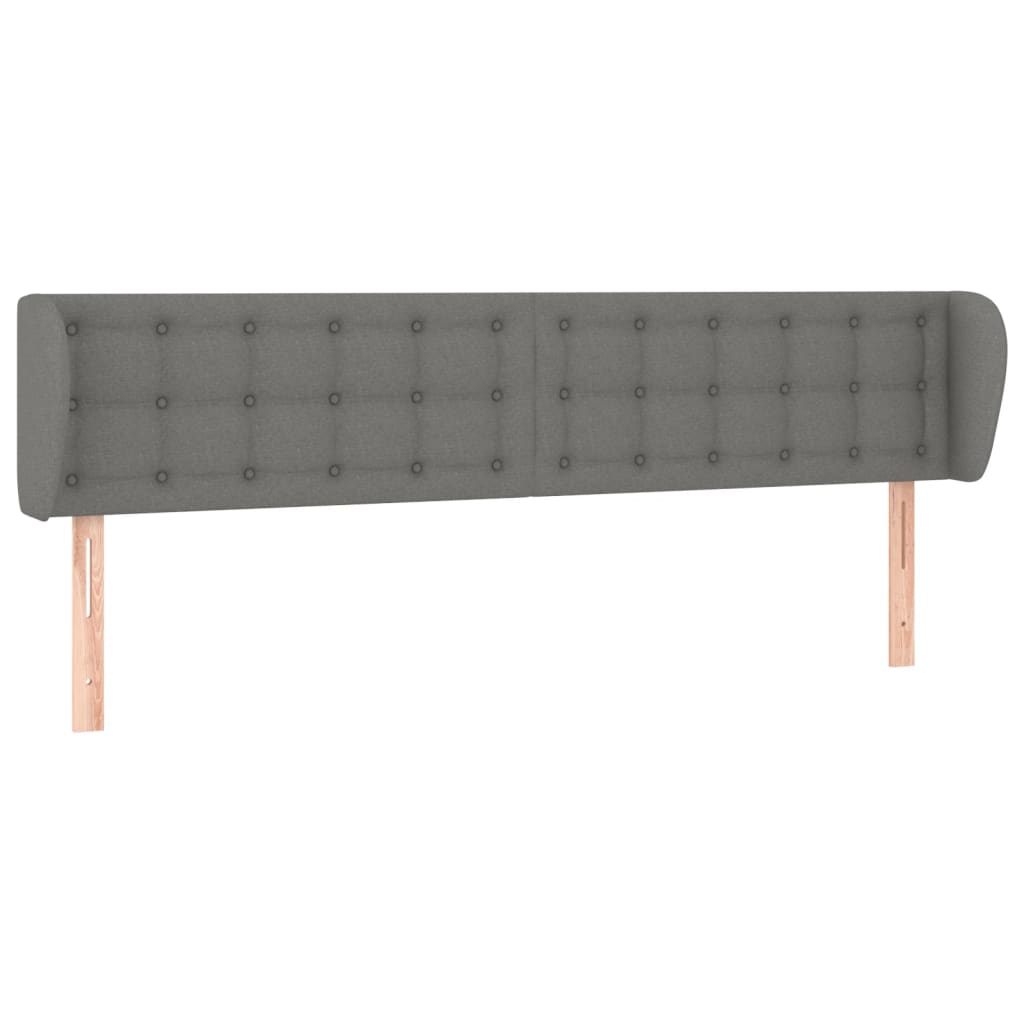 Tête de lit avec oreilles Gris foncé 163x16x78/88 cm Tissu