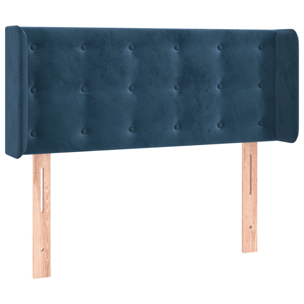 Tête de lit avec oreilles Bleu Foncé 83x16x78/88 cm Velours