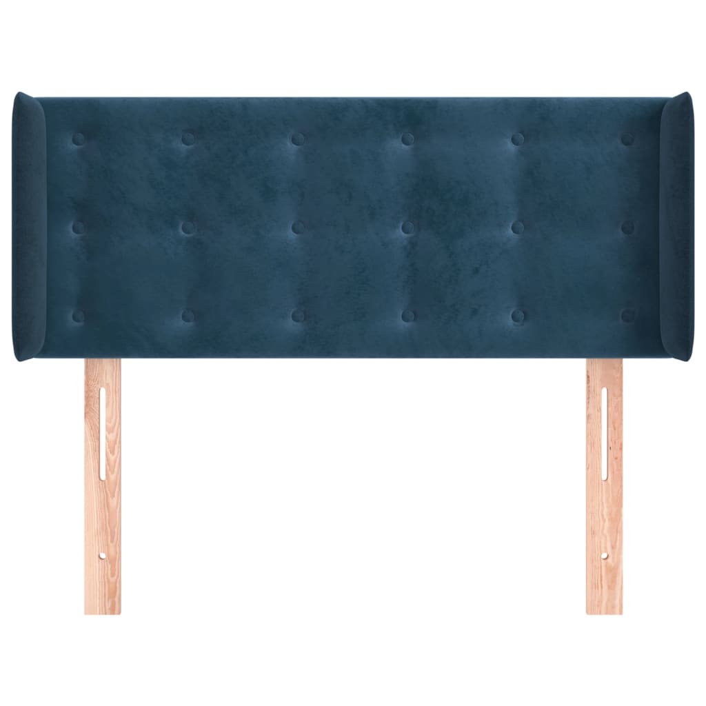 Tête de lit avec oreilles Bleu Foncé 83x16x78/88 cm Velours