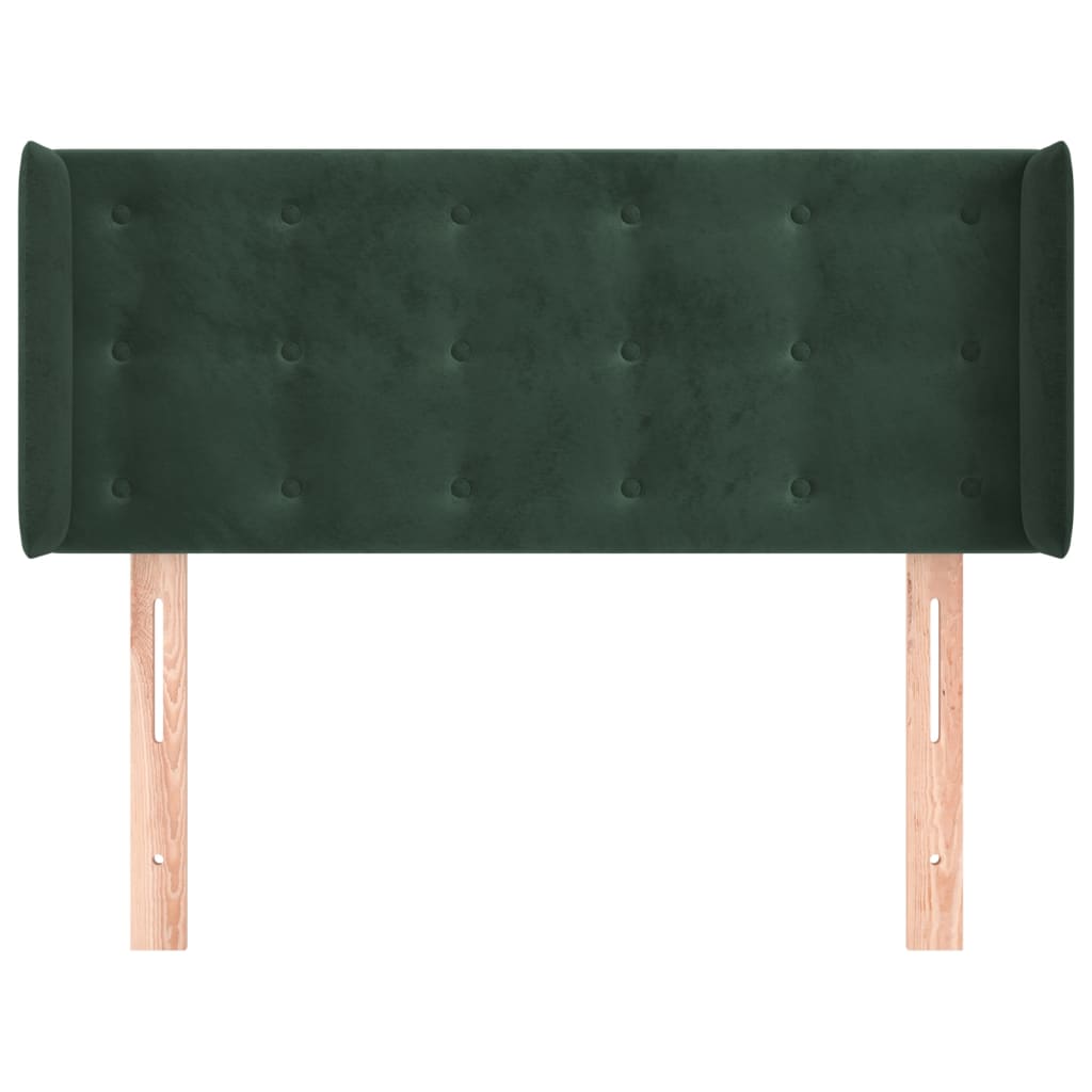 Tête de lit avec oreilles Vert foncé 93x16x78/88 cm Velours