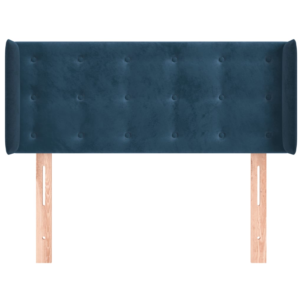 Tête de lit avec oreilles Bleu foncé 93x16x78/88 cm Velours