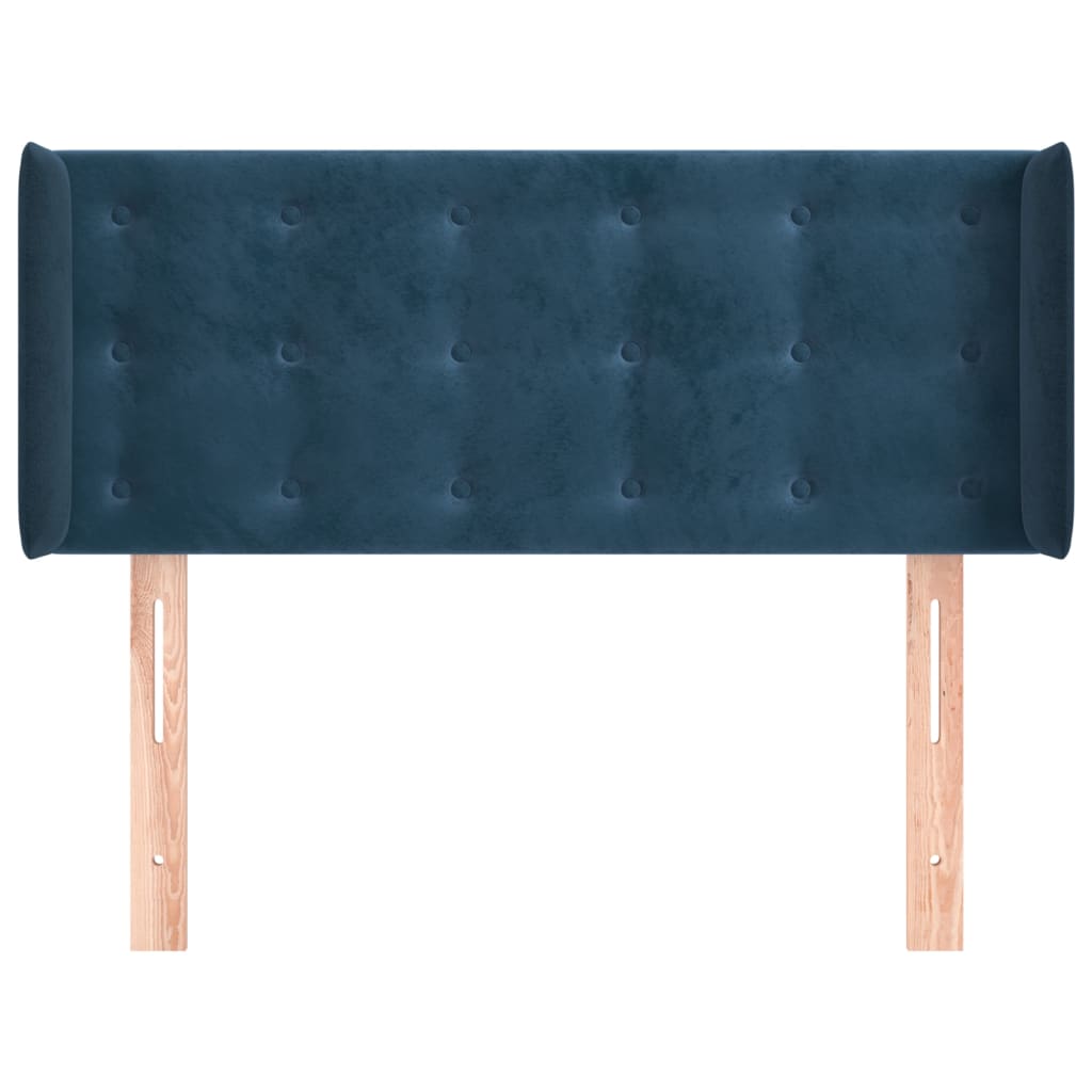 Tête de lit avec oreilles Bleu foncé 103x16x78/88 cm Velours