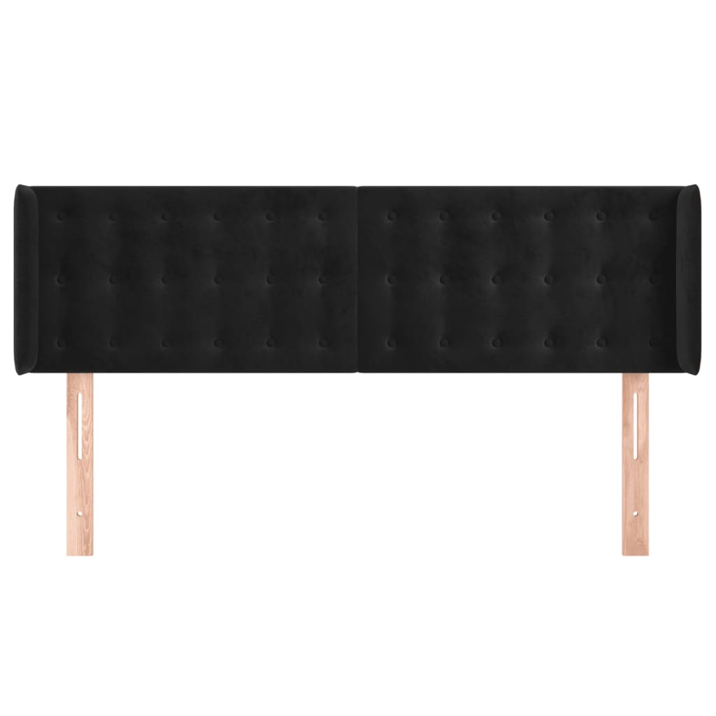 Tête de lit avec oreilles Noir 147x16x78/88 cm Velours