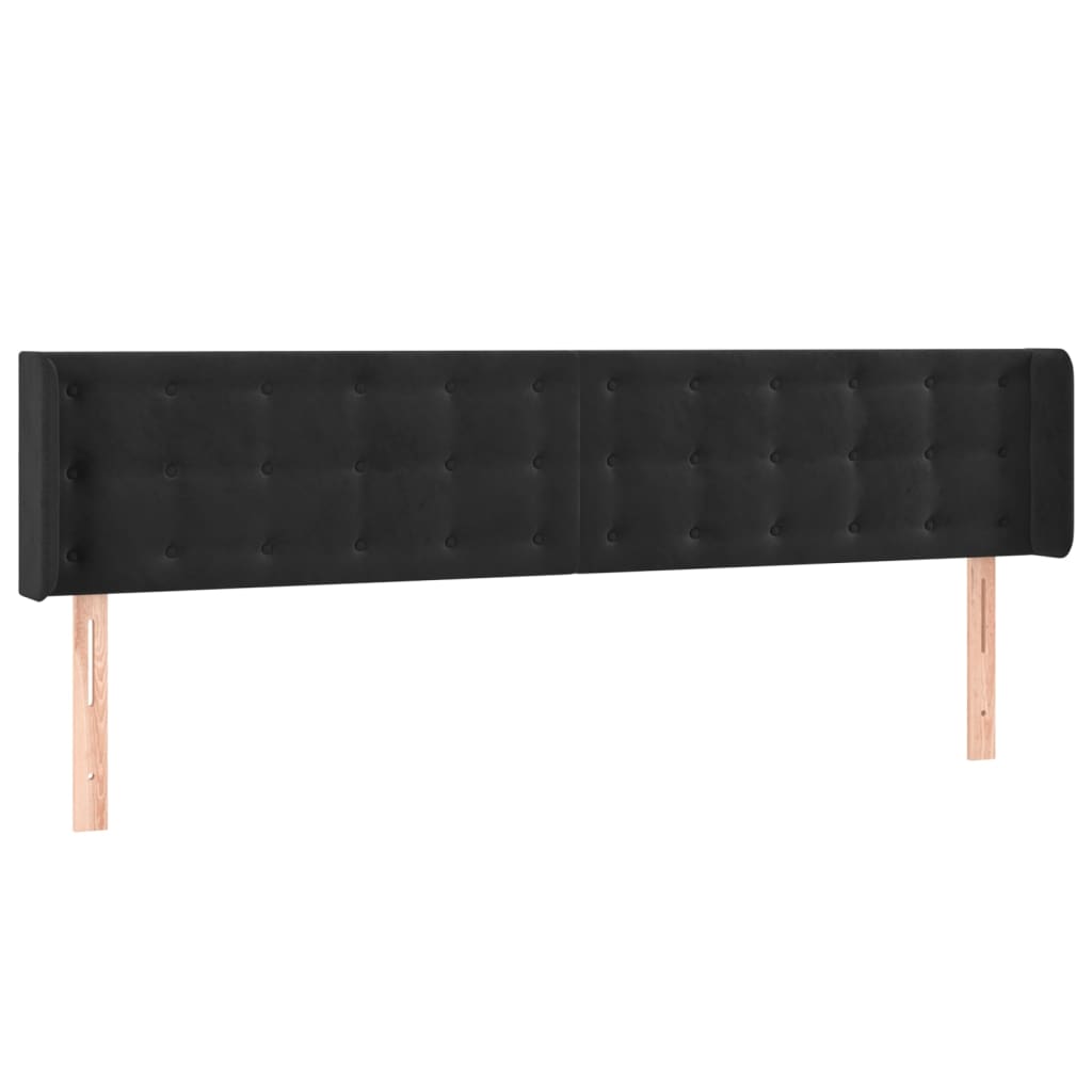 Tête de lit avec oreilles Noir 163x16x78/88 cm Velours