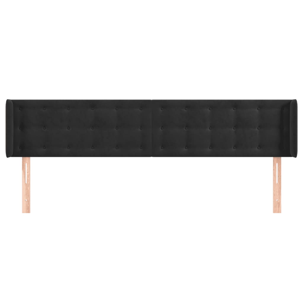 Tête de lit avec oreilles Noir 163x16x78/88 cm Velours