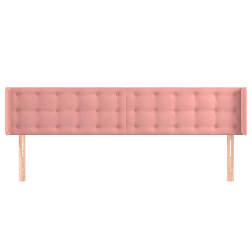 Tête de lit avec oreilles Rose 163x16x78/88 cm Velours