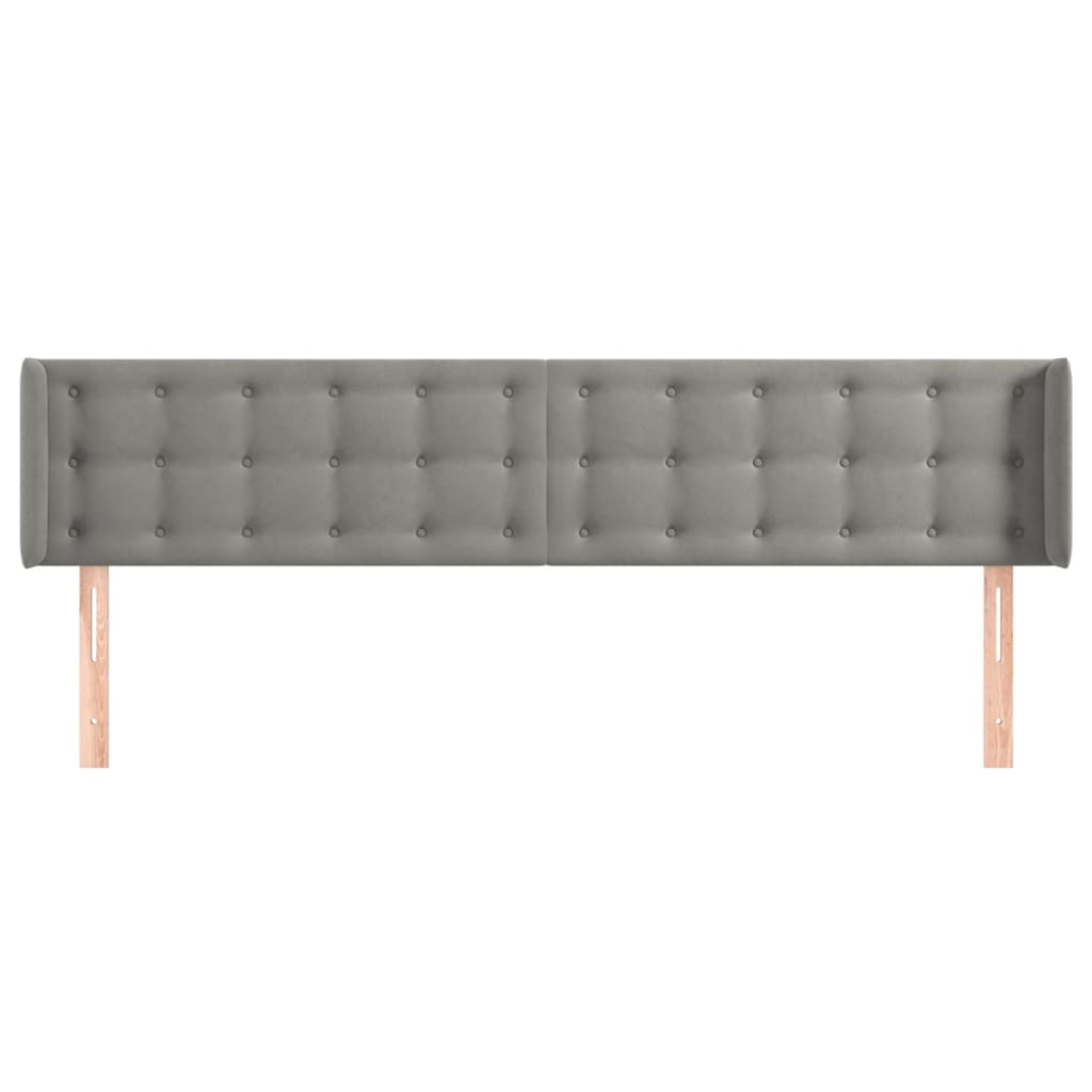 Tête de lit avec oreilles Gris clair 183x16x78/88 cm Velours