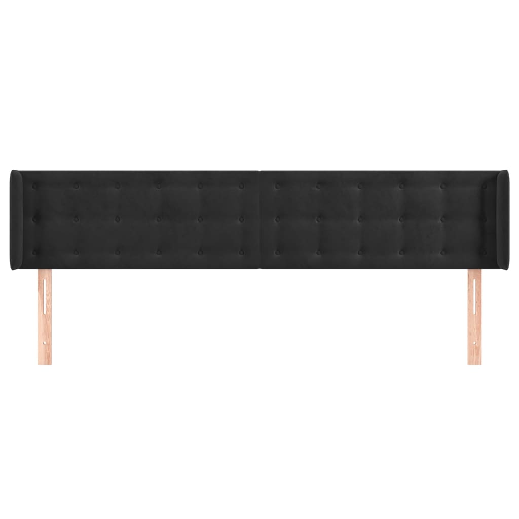 Tête de lit avec oreilles Noir 183x16x78/88 cm Velours