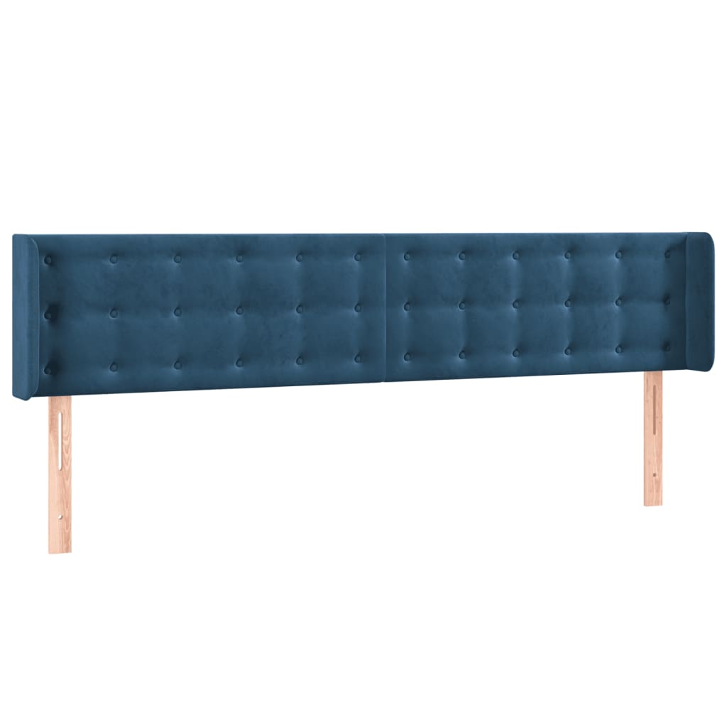 Tête de lit avec oreilles Bleu foncé 183x16x78/88 cm Velours