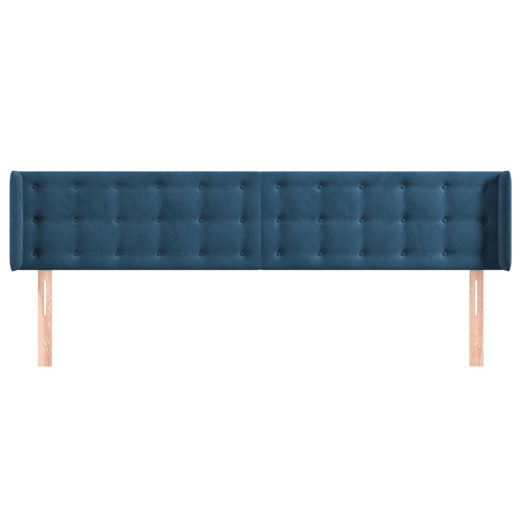 Tête de lit avec oreilles Bleu foncé 183x16x78/88 cm Velours