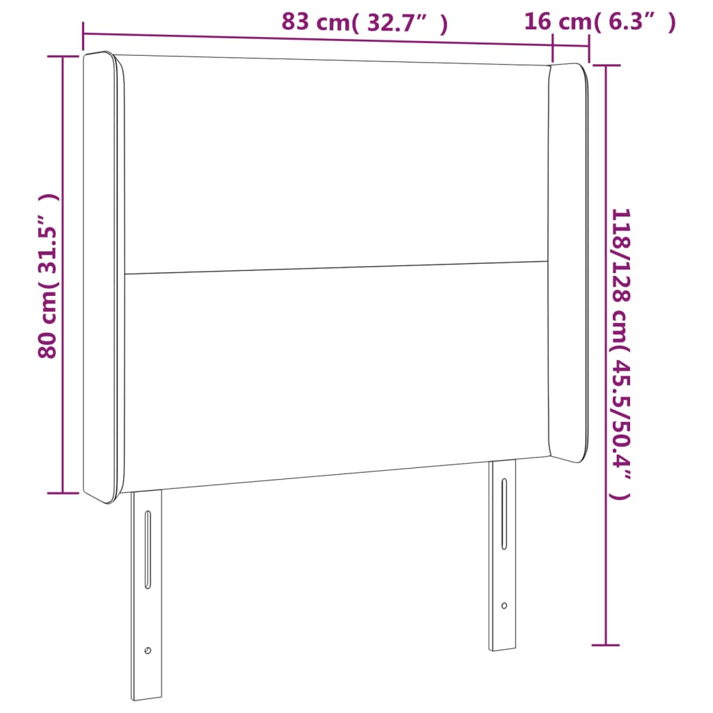 Tête de lit avec oreilles Gris clair 83x16x118/128 cm Tissu