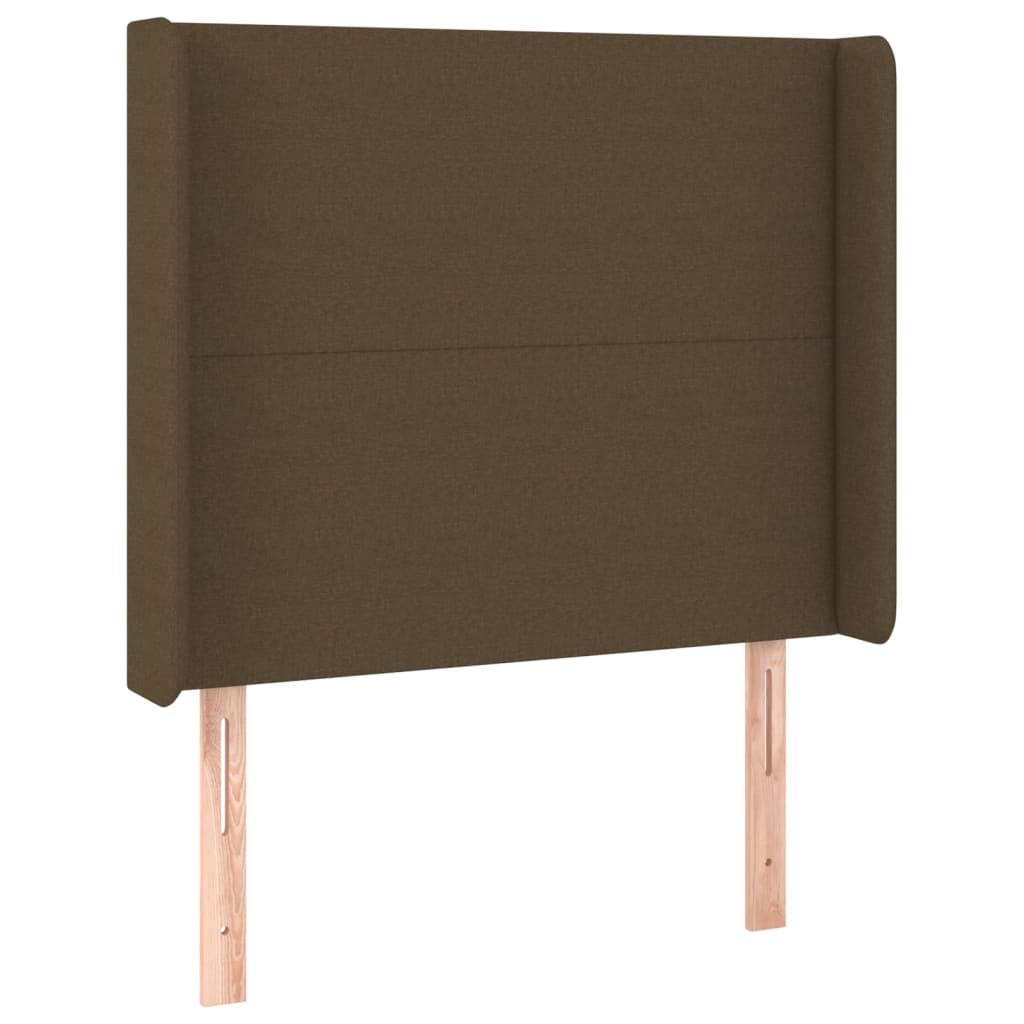 Tête de lit avec oreilles Marron foncé 83x16x118/128 cm Tissu