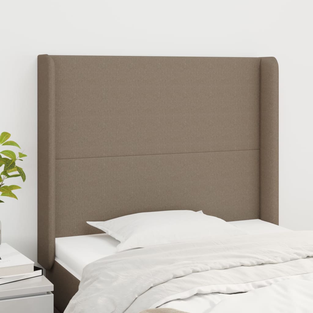 Tête de lit avec oreilles Taupe 93x16x118/128 cm Tissu