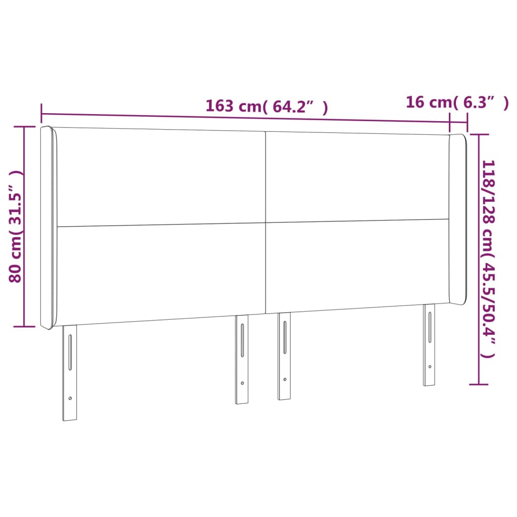 Tête de lit avec oreilles Gris clair 163x16x118/128 cm Tissu