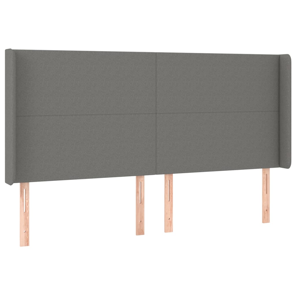 Tête de lit avec oreilles Gris foncé 163x16x118/128 cm Tissu