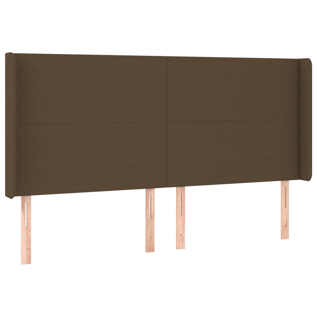 Tête de lit avec oreilles Marron foncé 163x16x118/128 cm Tissu