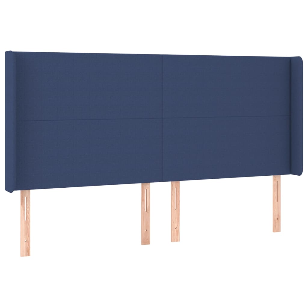 Tête de lit avec oreilles Bleu 163x16x118/128 cm Tissu