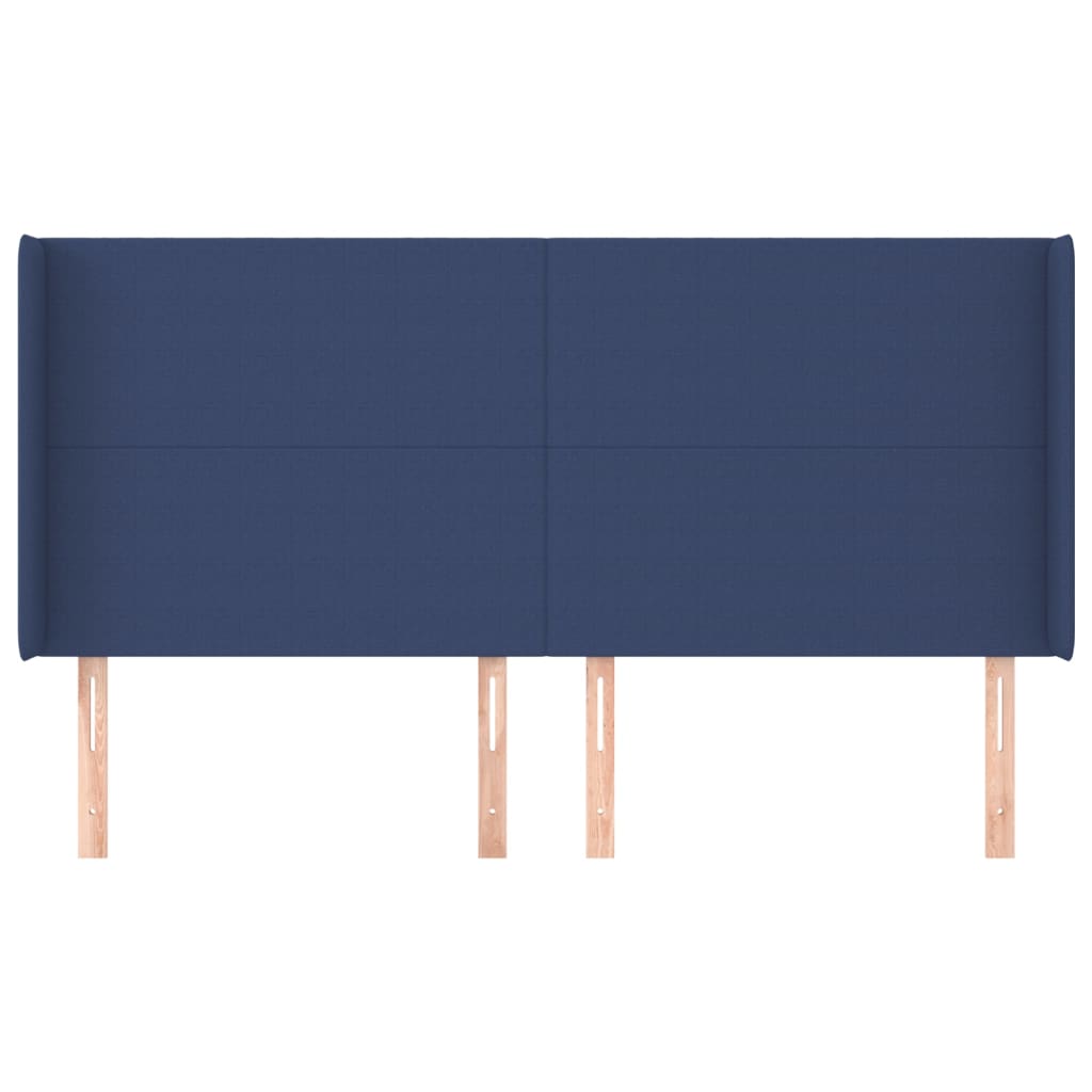 Tête de lit avec oreilles Bleu 163x16x118/128 cm Tissu