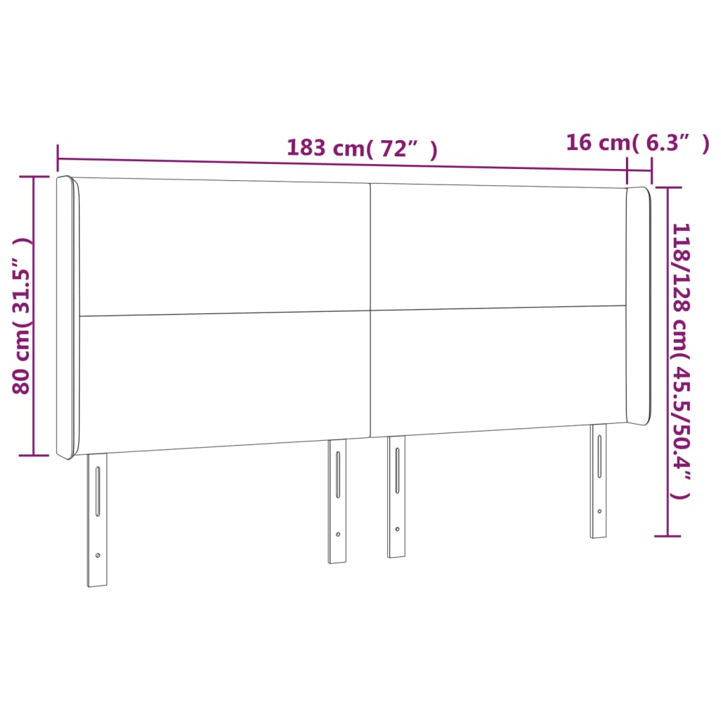 Tête de lit avec oreilles Gris clair 183x16x118/128 cm Tissu